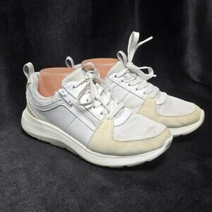 Vionic Athena Leather Lace-Up Side Zip Slip on Sneaker Shoe